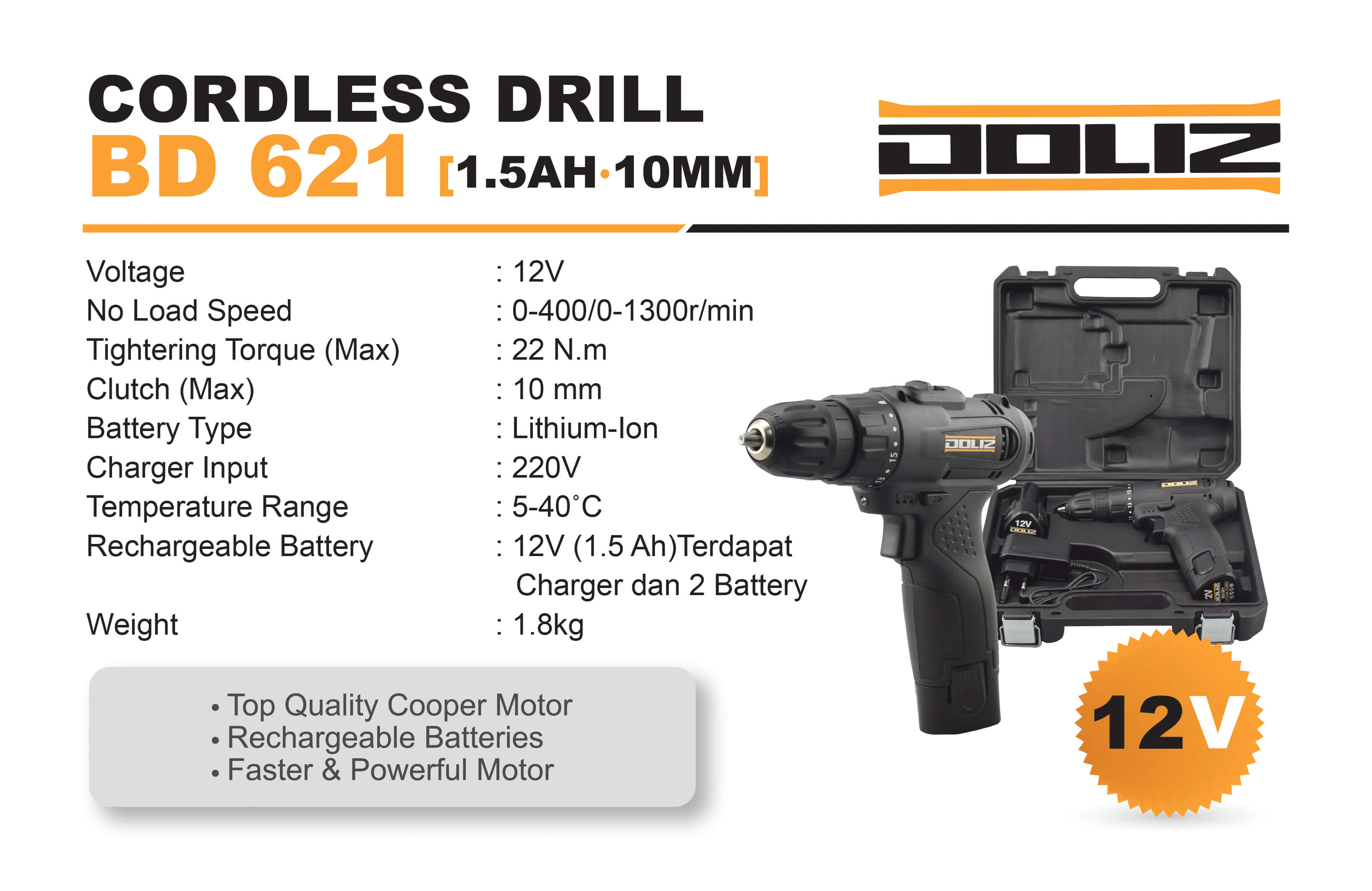 Doliz CORDLESS DRILL SERIES BD 621