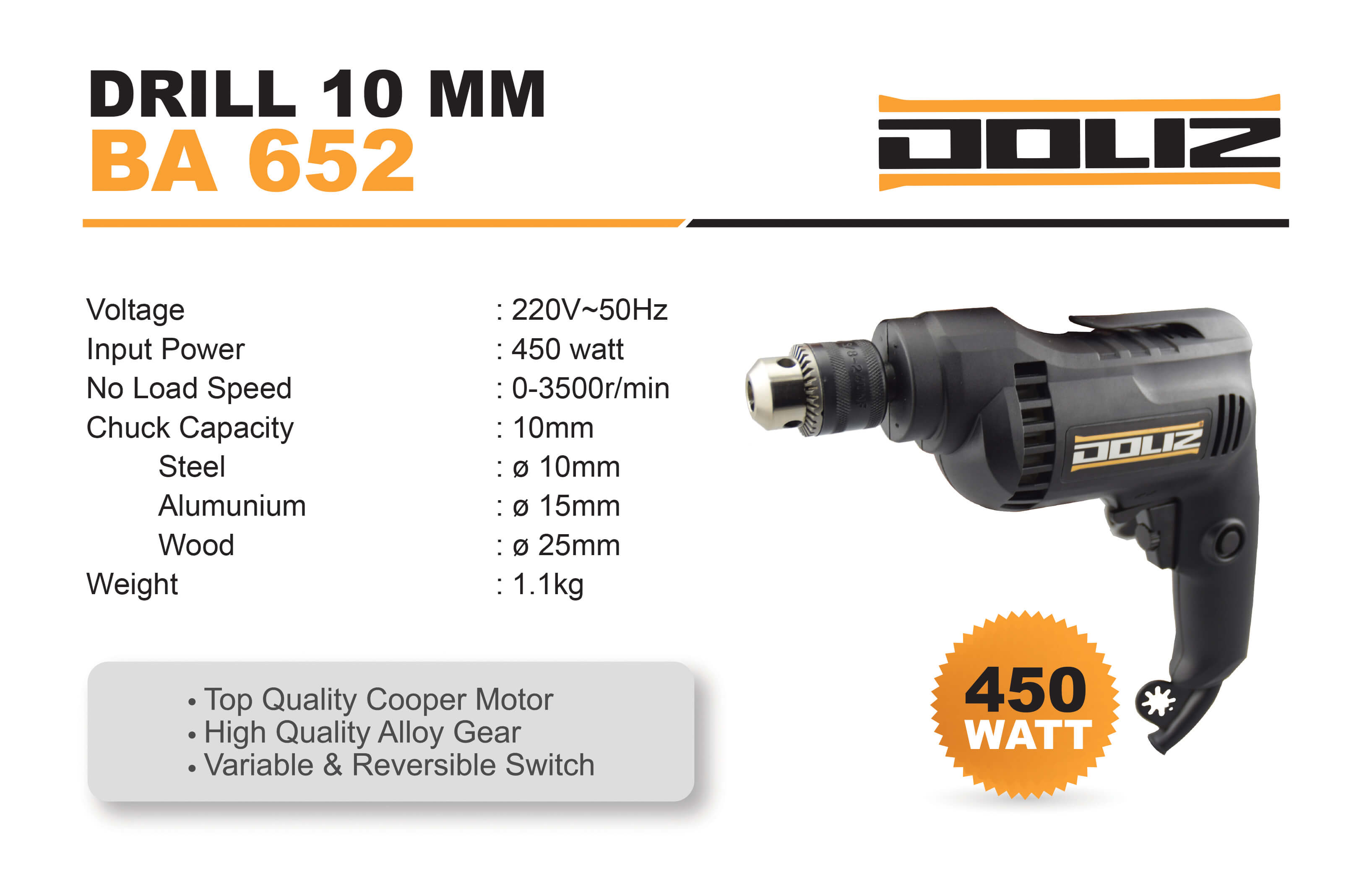 doliz drill ba 652 10 mm