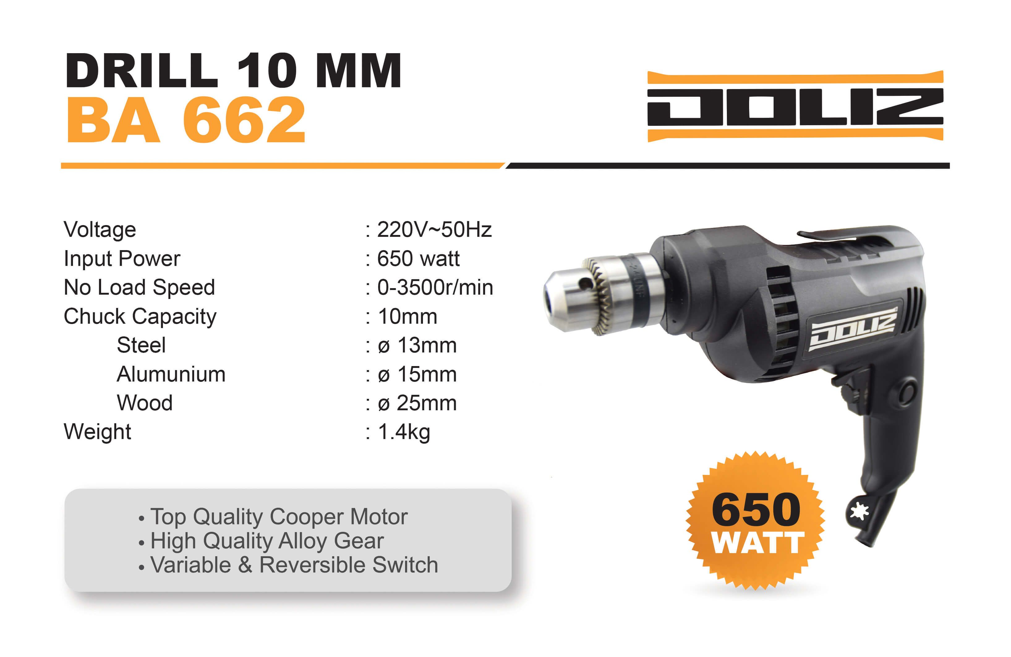 doliz drill ba 662 10 mm