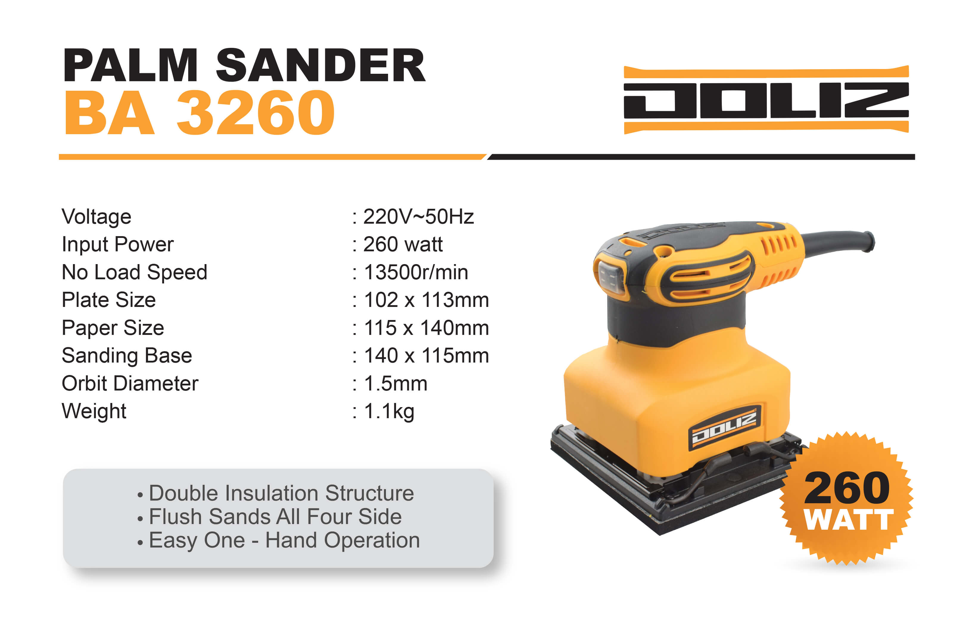 doliz palm sander ba 3260